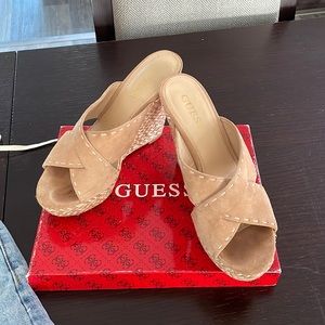 Beige mules gently worn
